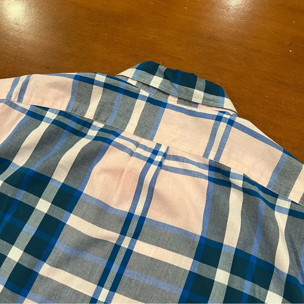 J.Crew Men’s Classic Fit Short-Sleeve Secret Wash Button‎ Up Shirt Pink Plaid